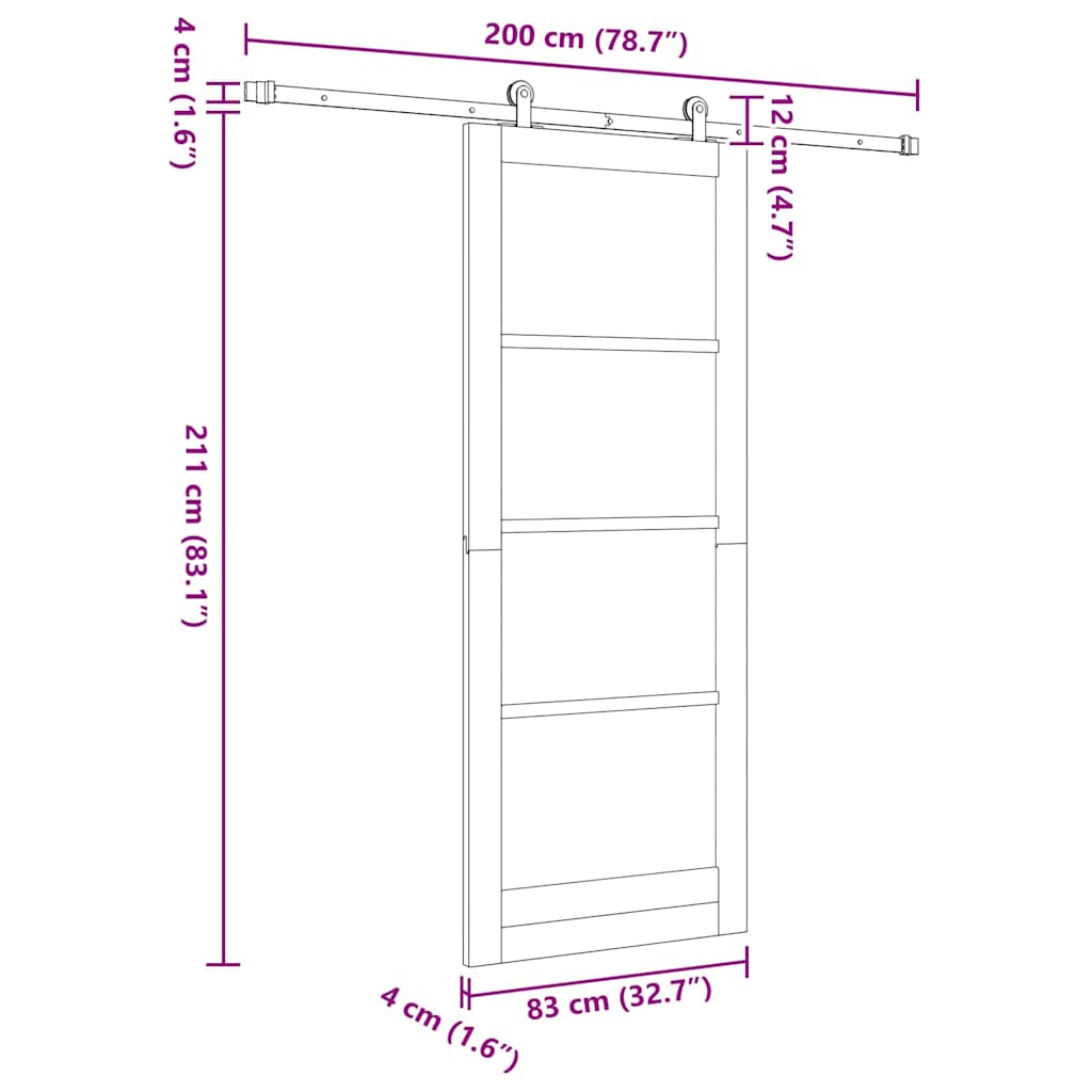 Sliding Door ORKDAL 83 x 211 cm Solid Pine Wood and Glass