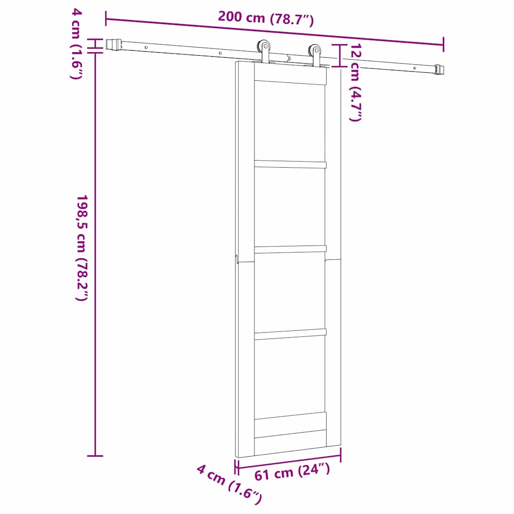 Sliding Door ORKDAL 61 x 198.5 cm Solid Pine Wood and Glass