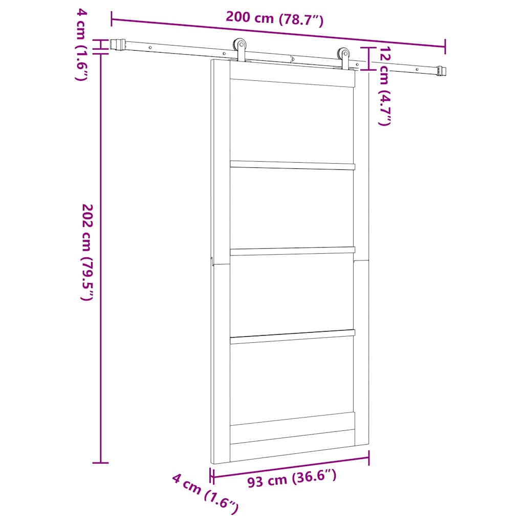 Sliding Door ORKDAL 93 x 202 cm Solid Pine Wood and Glass White