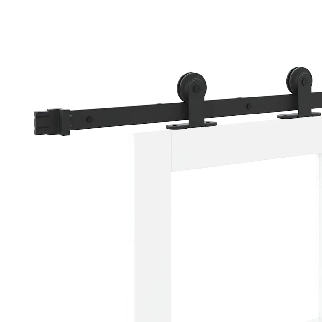 Sliding Door ORKDAL White 93 x 232 cm Solid Pine Wood and Glass