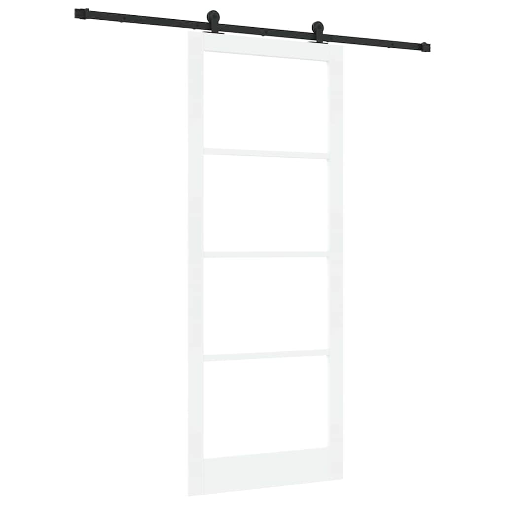 Sliding Door ORKDAL White 93 x 232 cm Solid Pine Wood and Glass