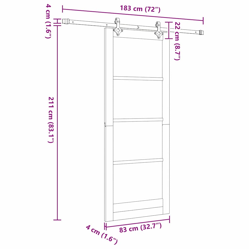 Sliding Door ORKDAL 83 x 211 cm Solid Pine Wood and Glass