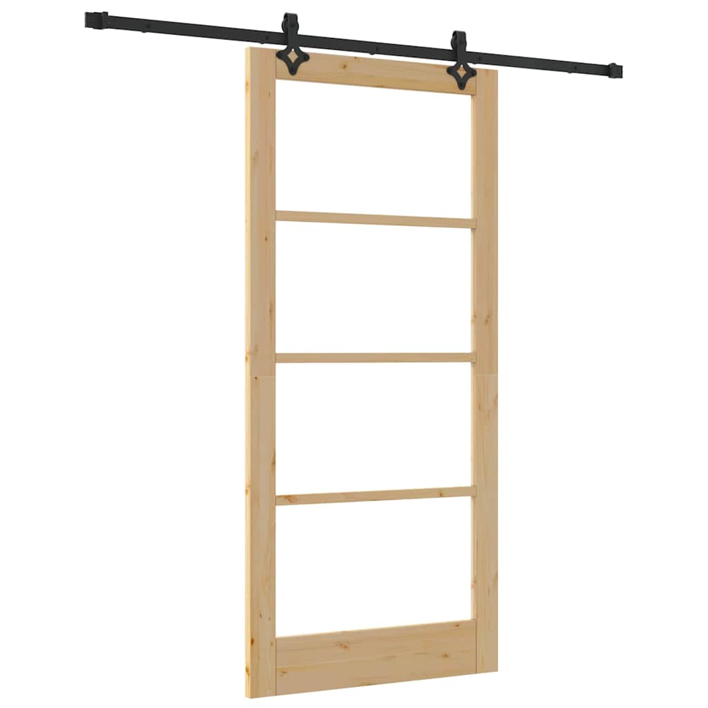 Sliding Door ORKDAL 93 x 202 cm Solid Pine Wood and Glass