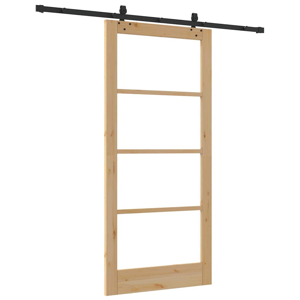 Sliding Door ORKDAL 93 x 202 cm Solid Pine Wood and Glass