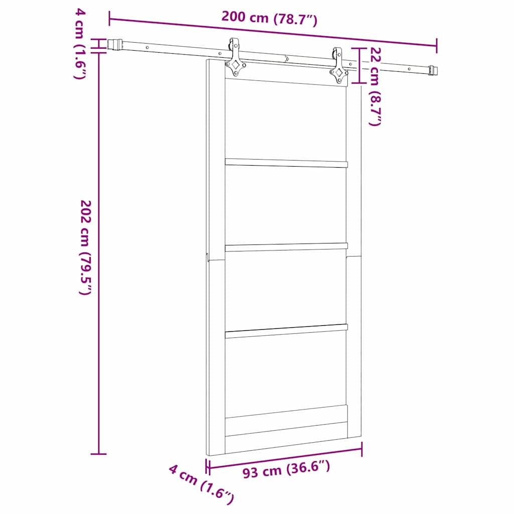 Sliding Door ORKDAL 93 x 202 cm Solid Pine Wood and Glass