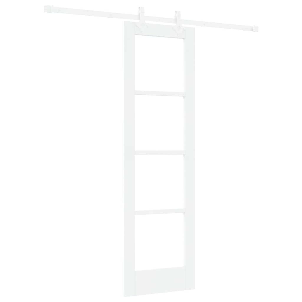 Sliding Door 61 x 198.5 cm Solid Pine Wood and Glass White
