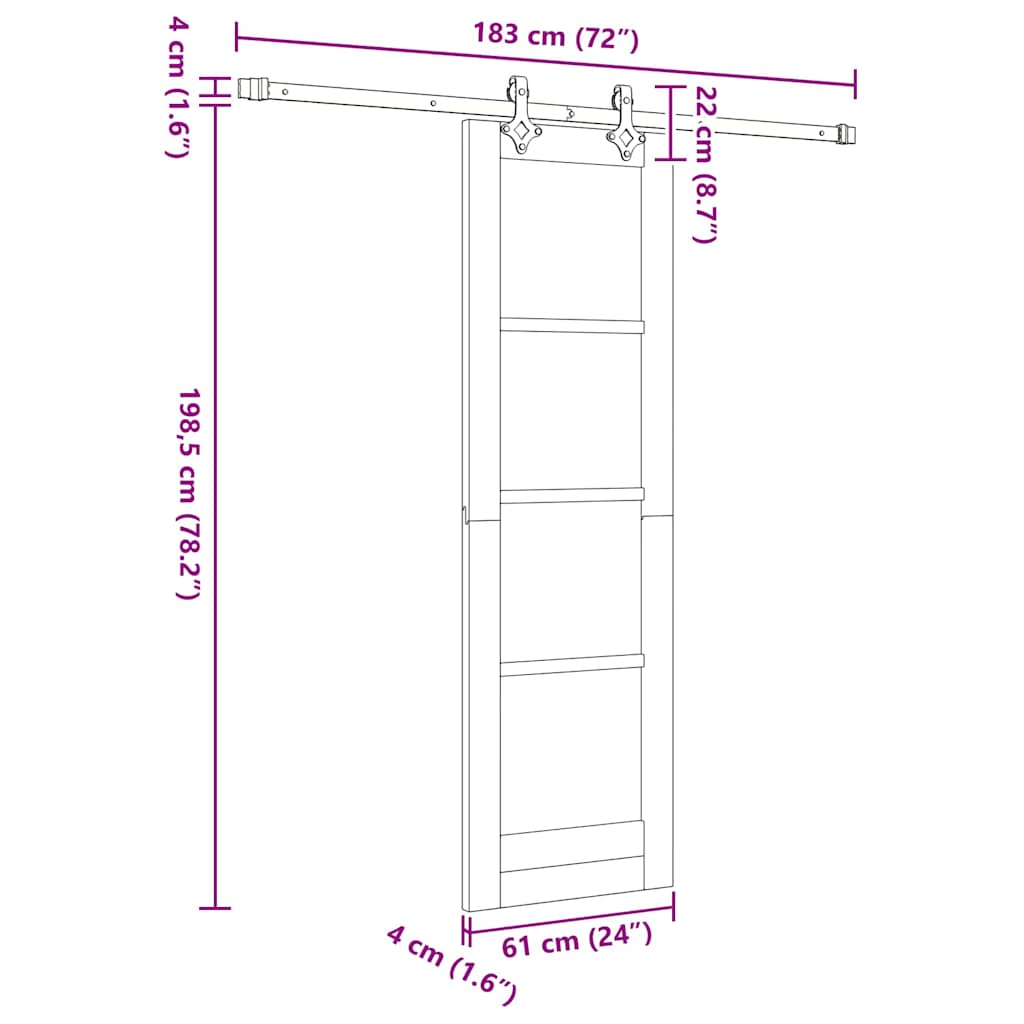 Sliding Door 61 x 198.5 cm Solid Pine Wood and Glass White
