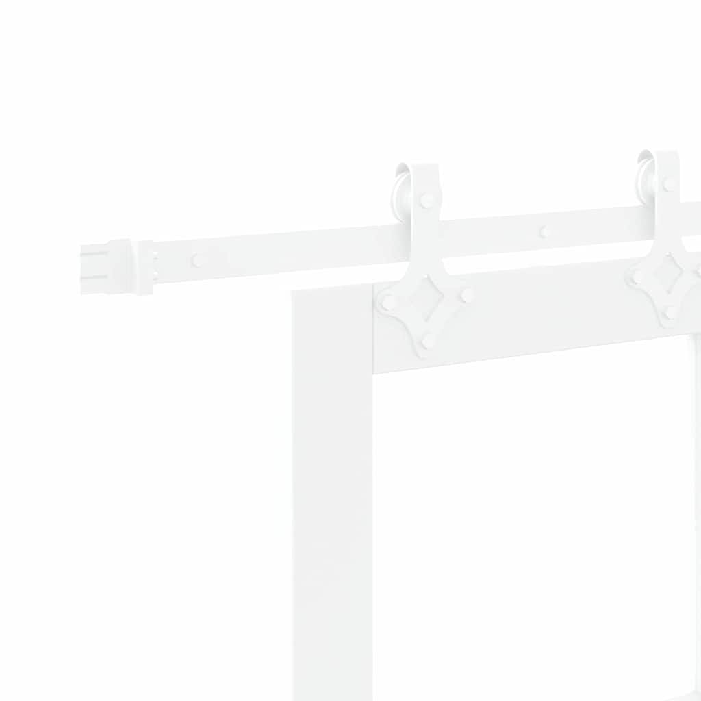 Sliding Door 93 x 232 cm Solid Pine Wood and Glass White