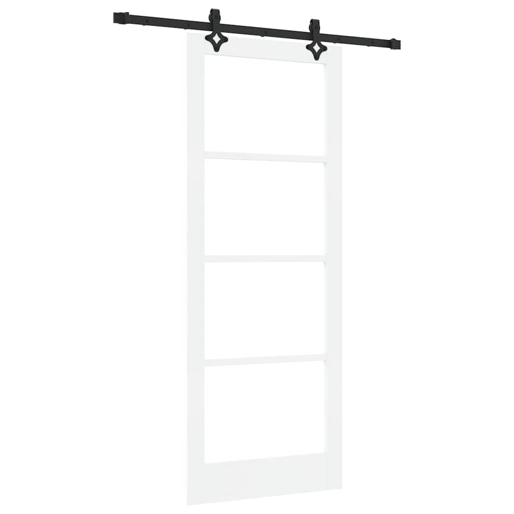 Sliding Door 83 x 211 cm Solid Pine Wood and Glass White
