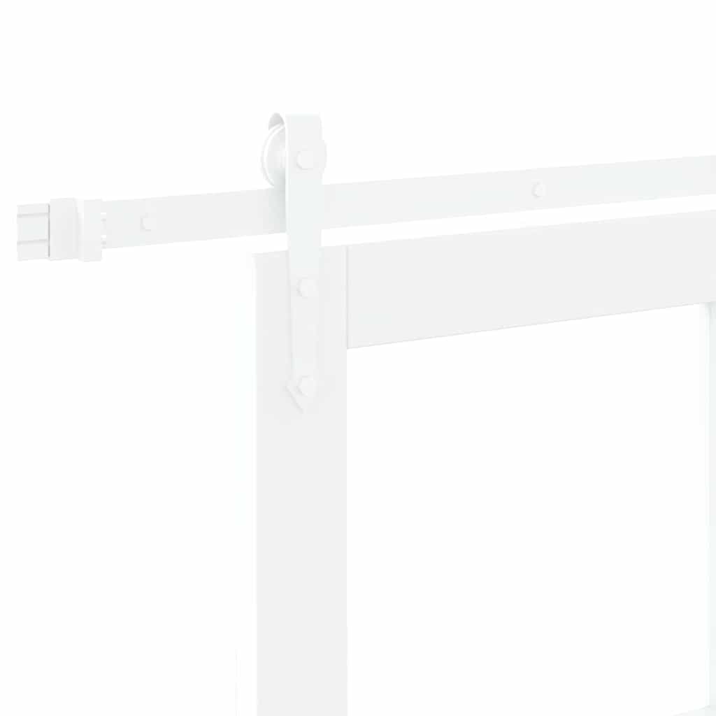 Sliding Door 93 x 202 cm Solid Pine Wood and Glass White
