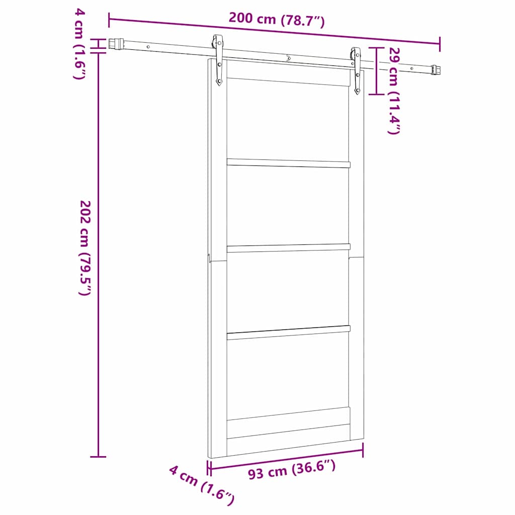Sliding Door 93 x 202 cm Solid Pine Wood and Glass White