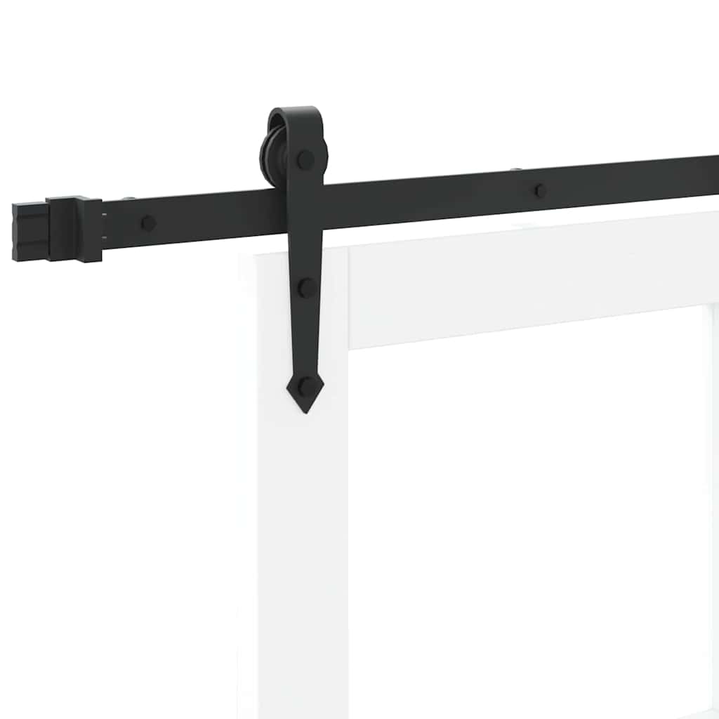 Sliding Door ORKDAL 93 x 202 cm Solid Pine Wood and Glass White