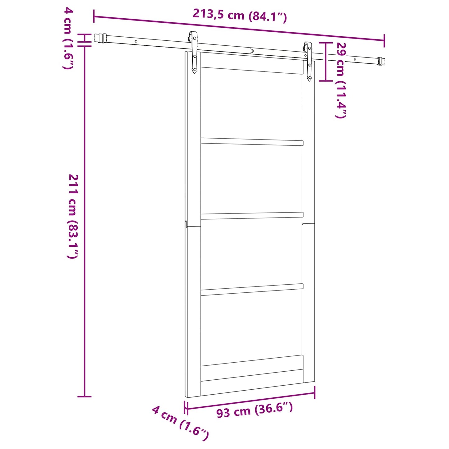 Sliding Door ORKDAL 93 x 211 cm Solid Pine Wood and Glass
