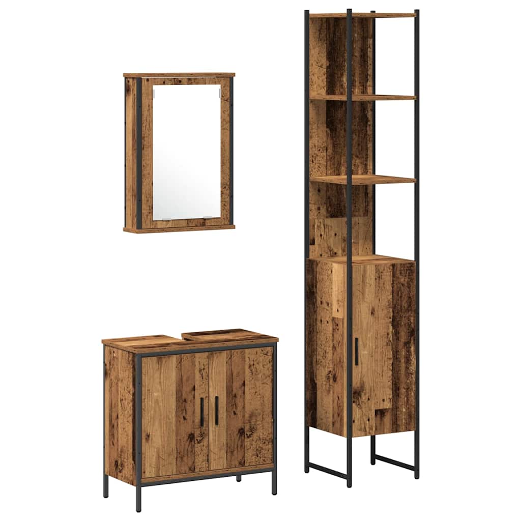 Bathroom Furniture Set 3 pcs Brown Engineered wood