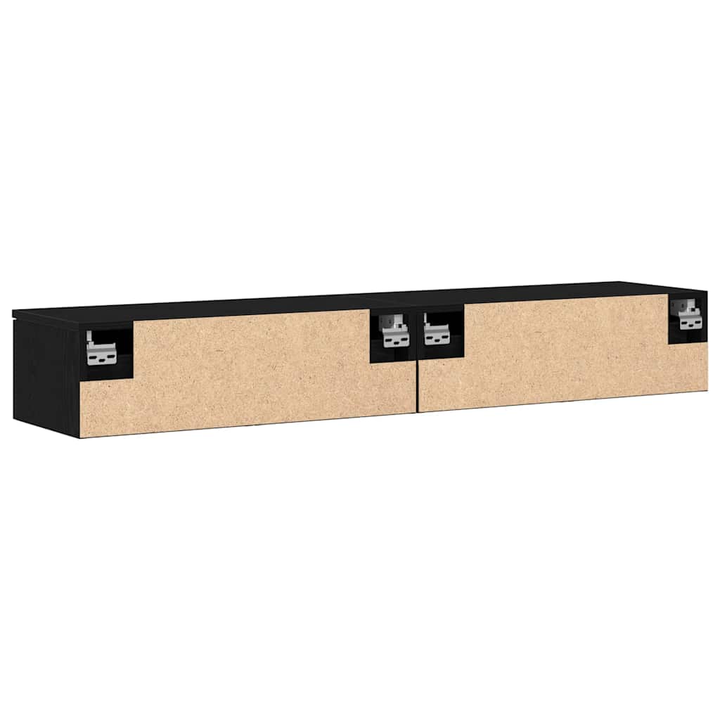 Wall Cabinet 2 pcs Black Oak 68 x 30 x 20 cm