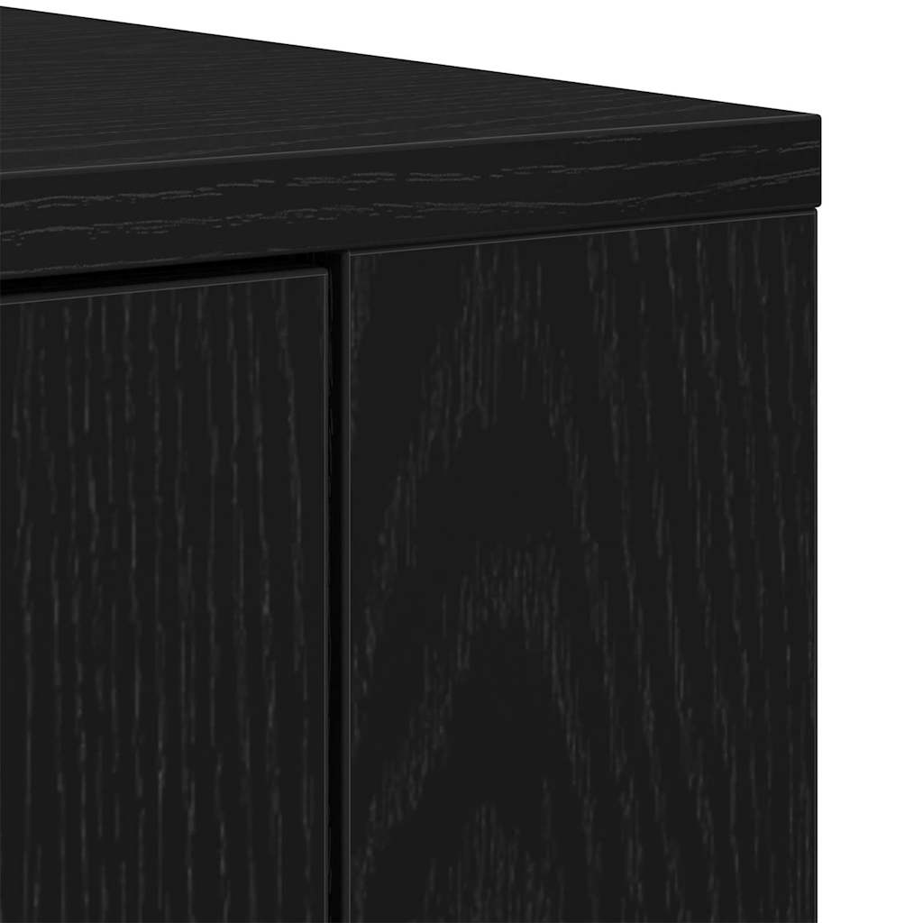 Highboard Black Oak 80 x 33 x 150 cm Engineered Wood