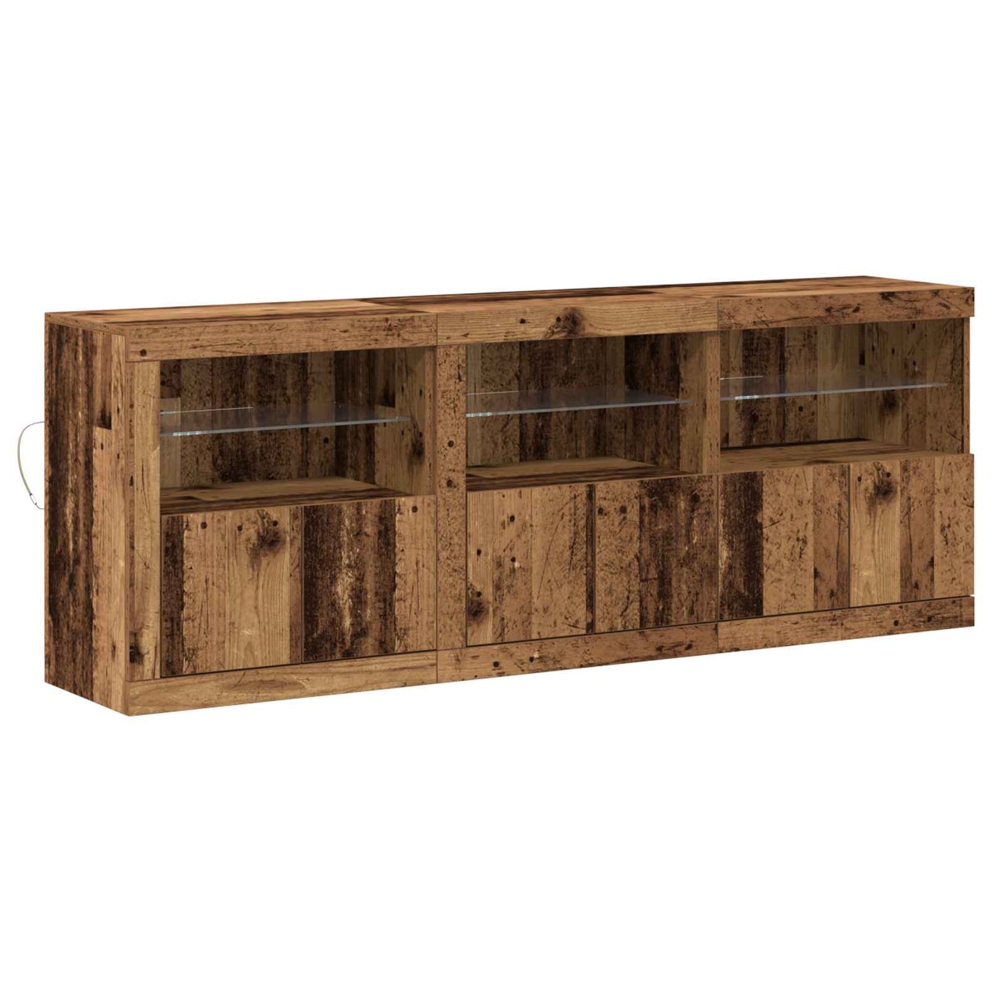 LED Sideboard Old Wood 181 x 37 x 67 cm Engineered Wood