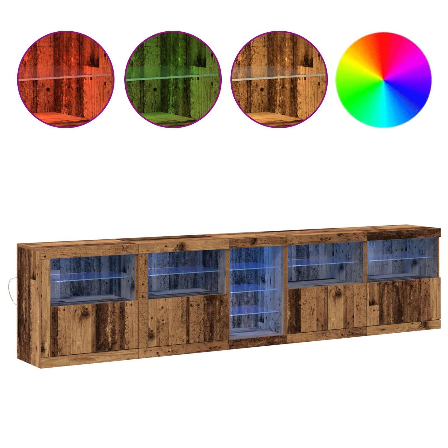 LED Sideboard Old Wood 283 x 37 x 67 cm Engineered Wood