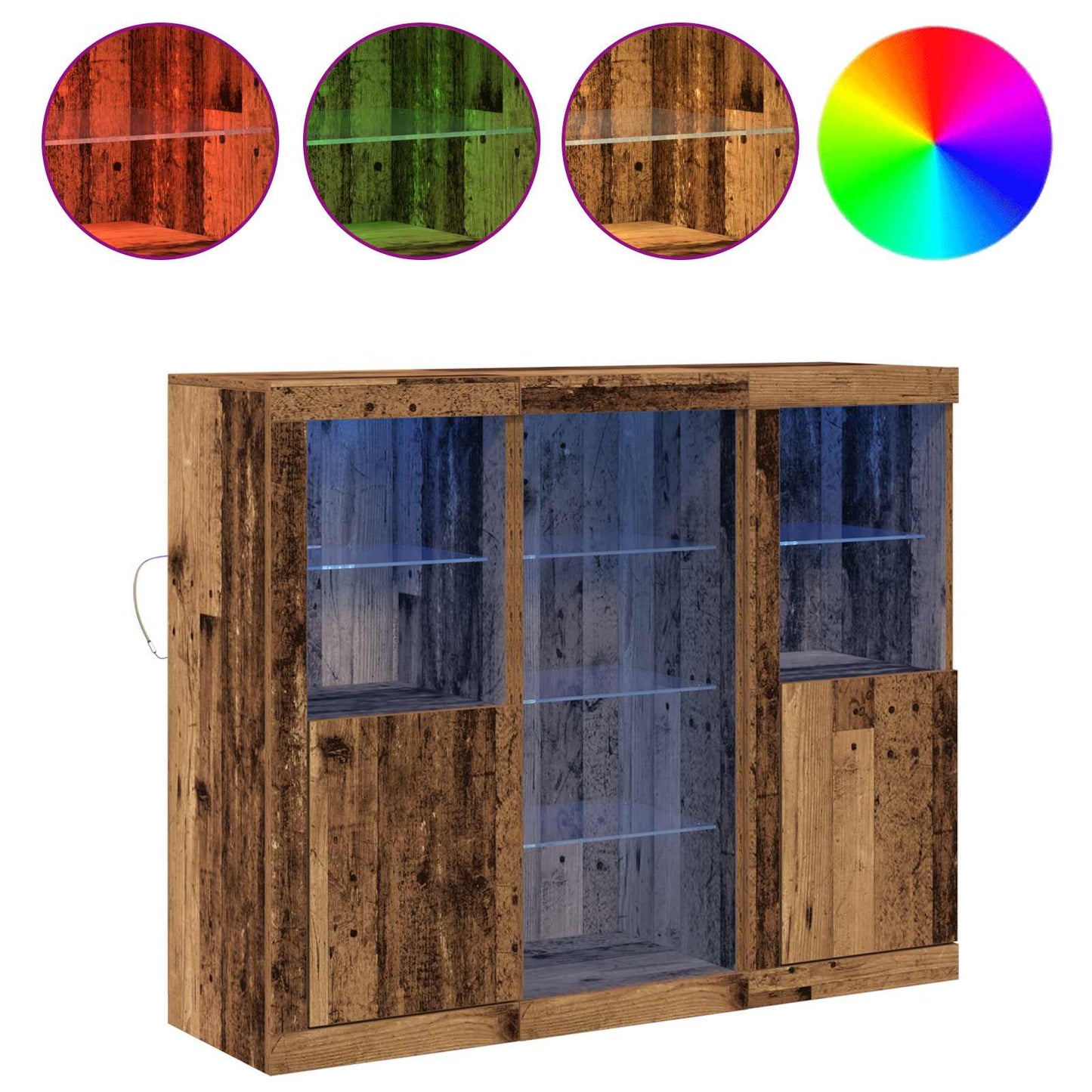 LED Sideboard Old Wood 123 x 37 x 100 cm Engineered Wood