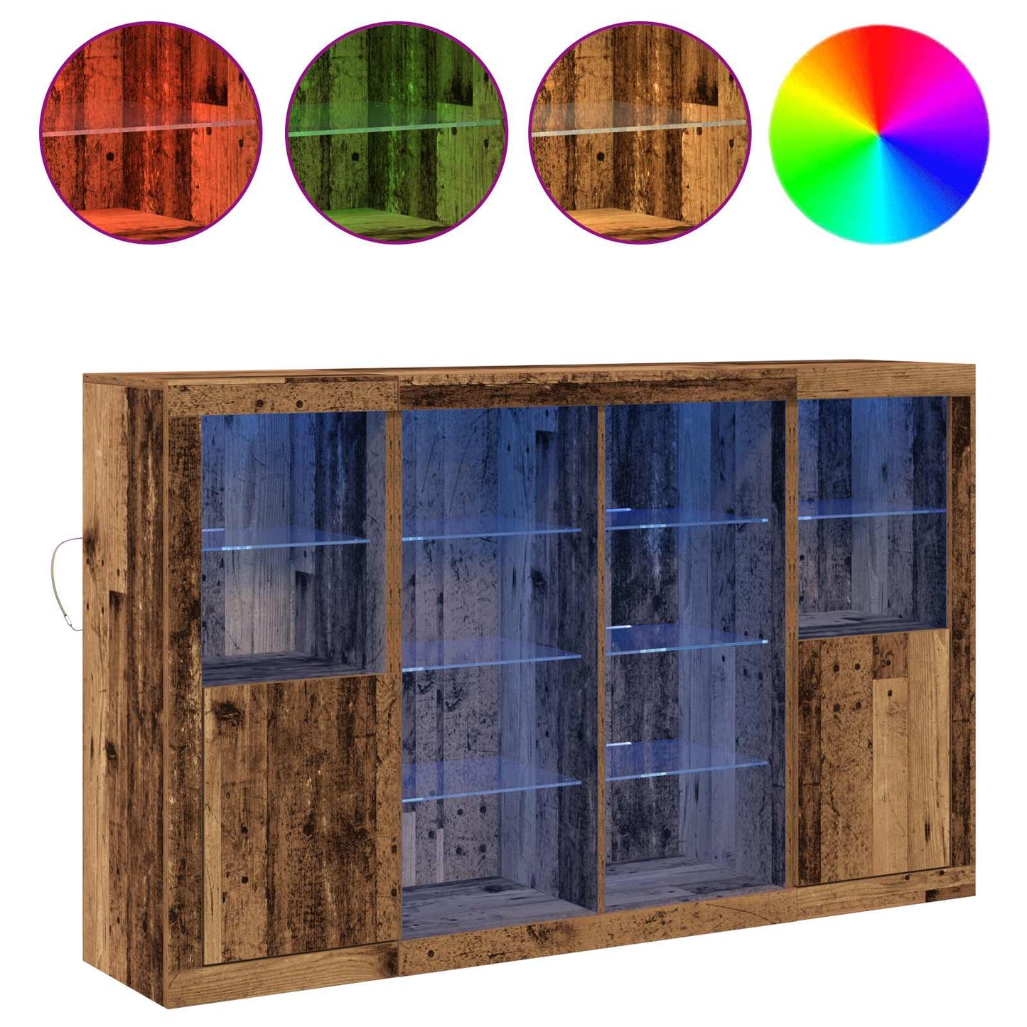 LED Sideboard Old Wood 163 x 37 x 100 cm Engineered Wood