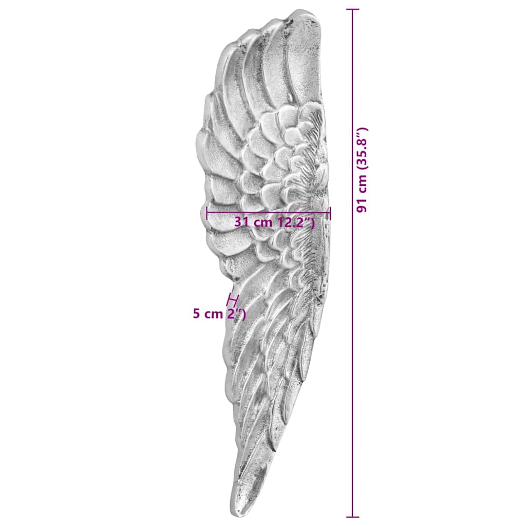 Wings Sculpture 2 pcs Silver 31 x 5 x 91 cm Aluminium