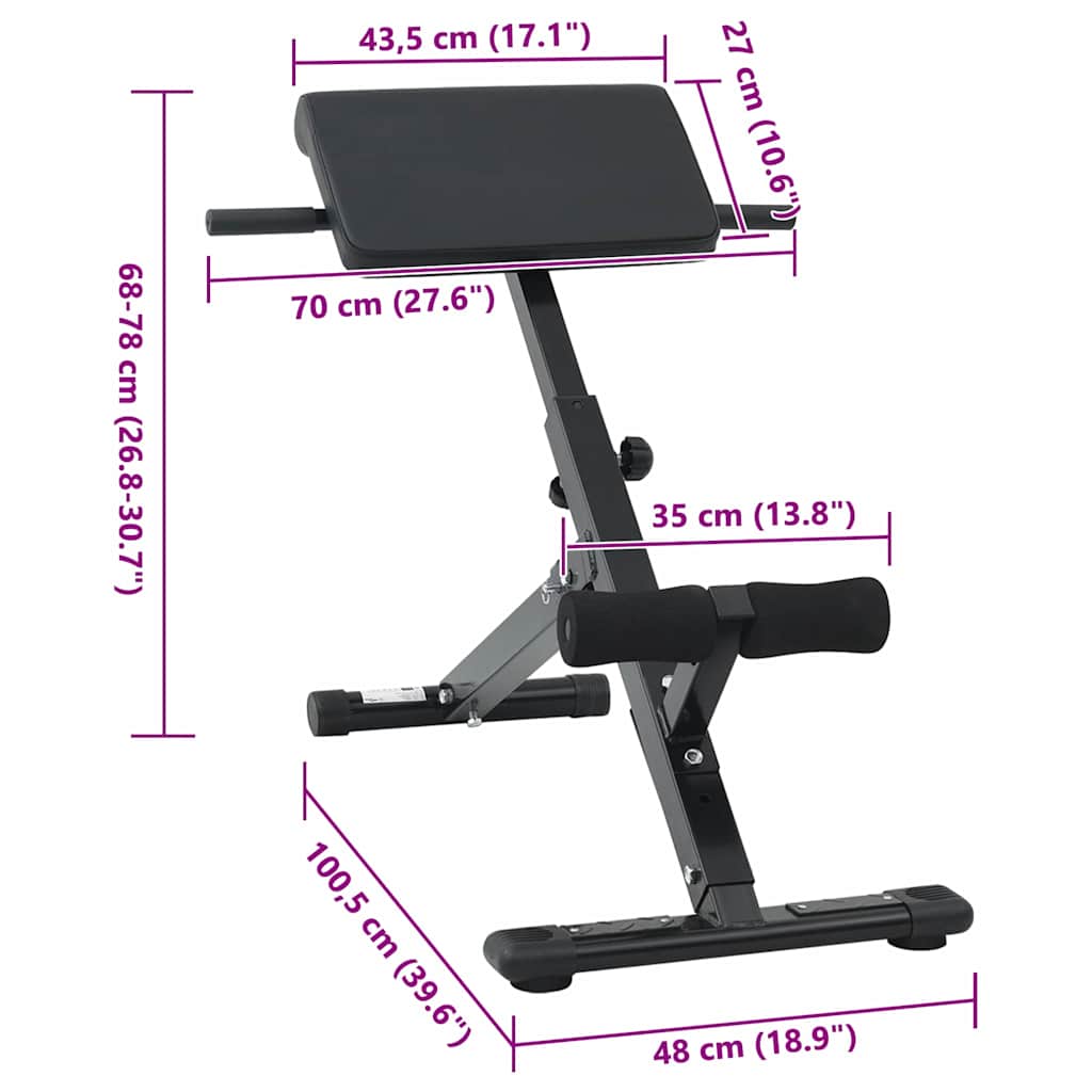 Hyperextension Bench Manual Black 100.5 x 70 x 78 cm