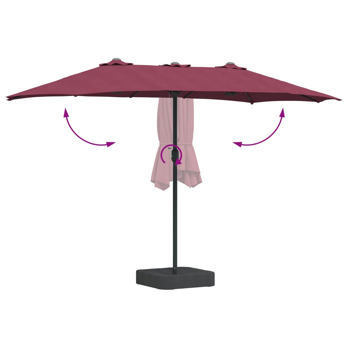 Garden Parasol Bordeaux Red 385 x 209 x 244 cm Polyester