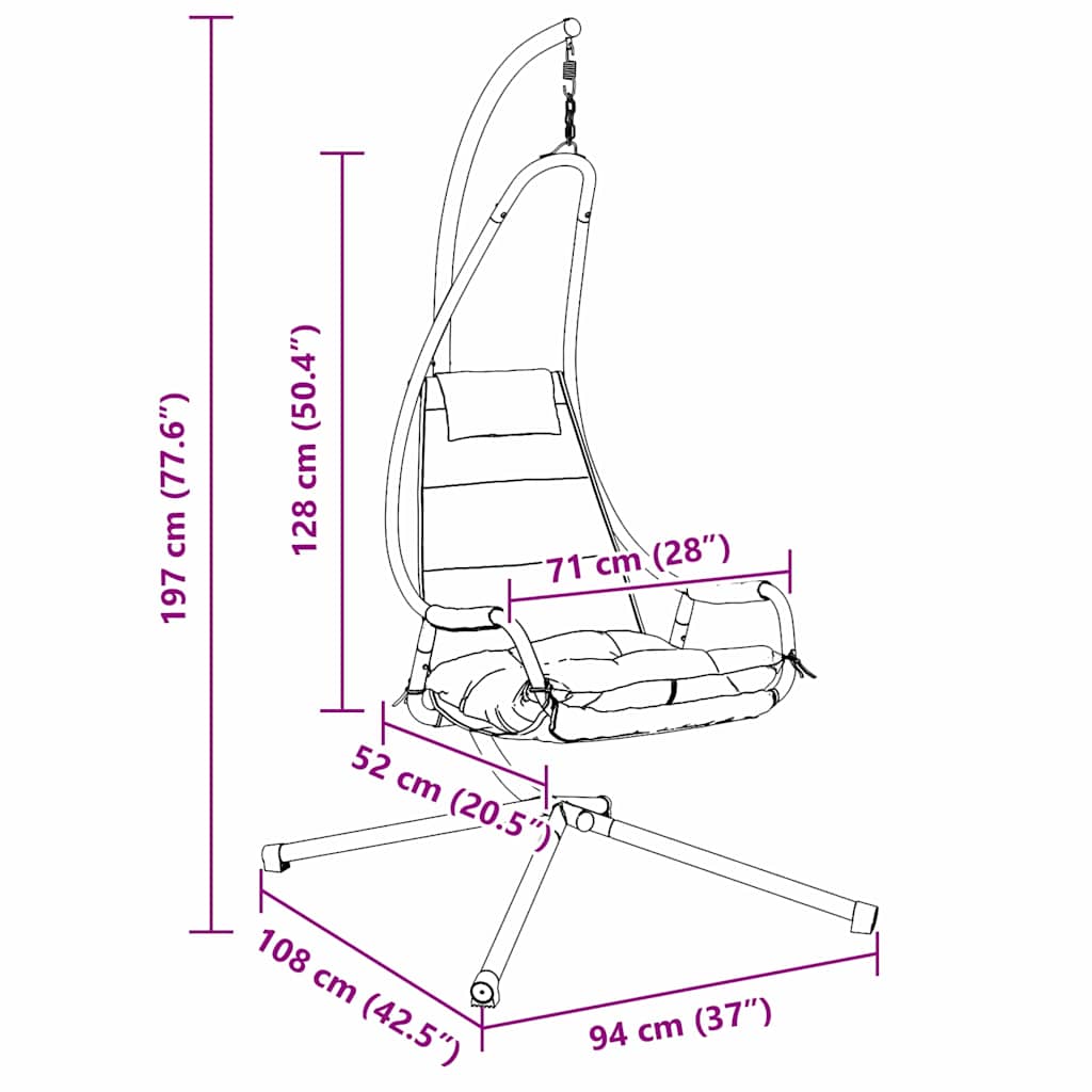 Hanging Egg Chair Steel 94 x 107 x 196.5 cm Beige