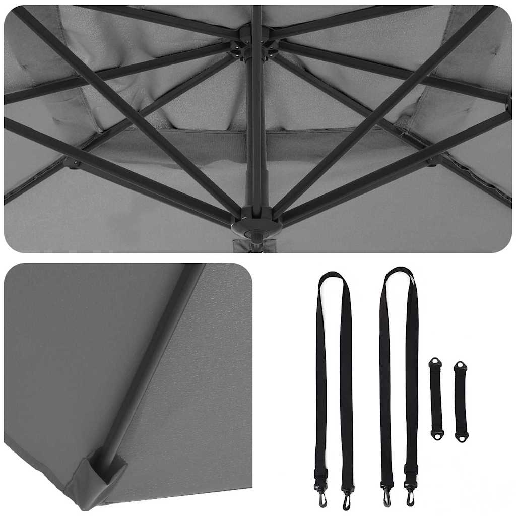 Umbrella 351 x 250 x 260 cm Polyester and Aluminium Anthracite