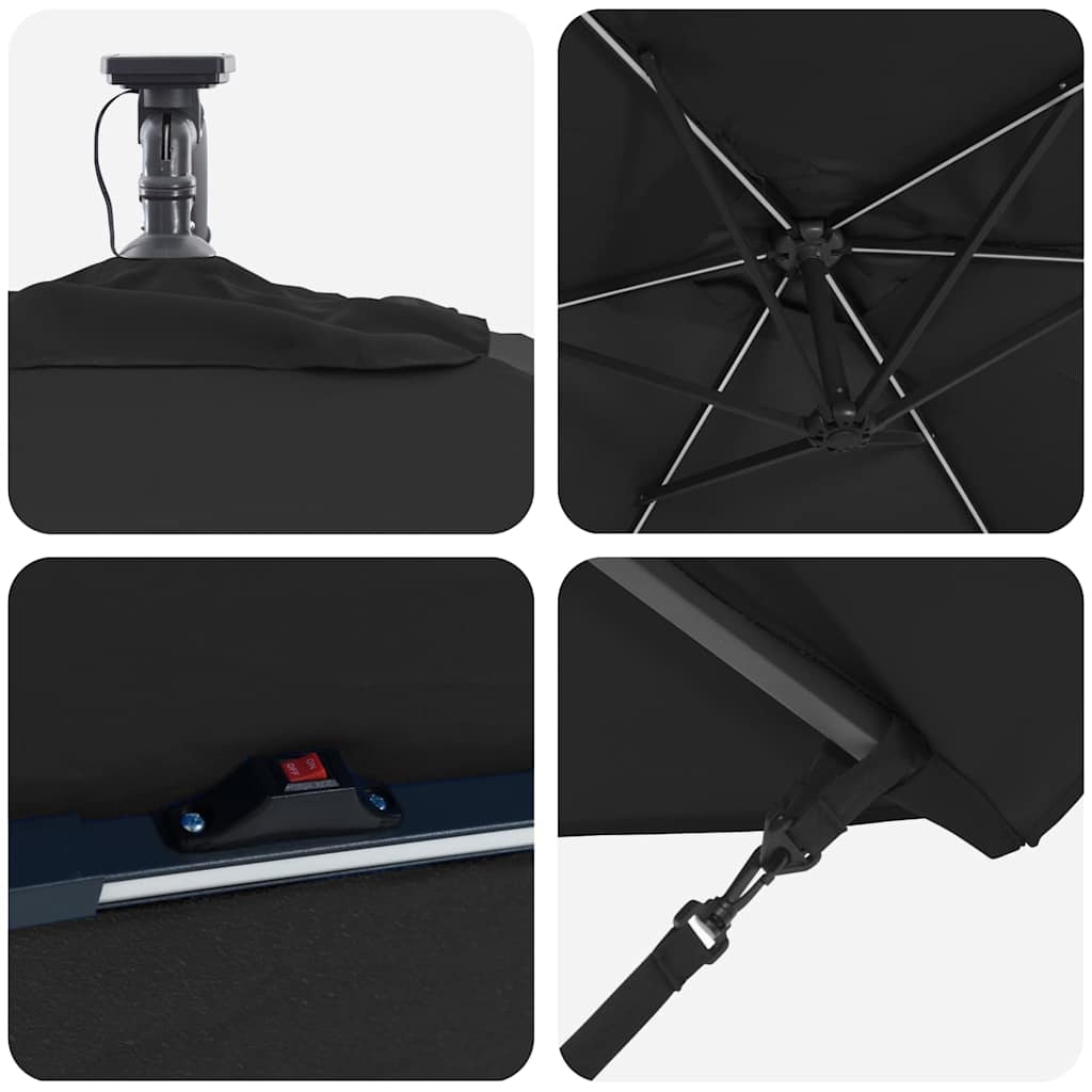 Parasol 294 x 200 x 270 cm Polyester and Aluminium Black