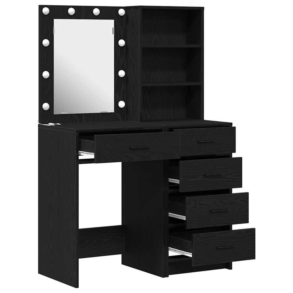 Dressing Table 2 pcs Black 50 x 41 x 135 cm Engineered Wood