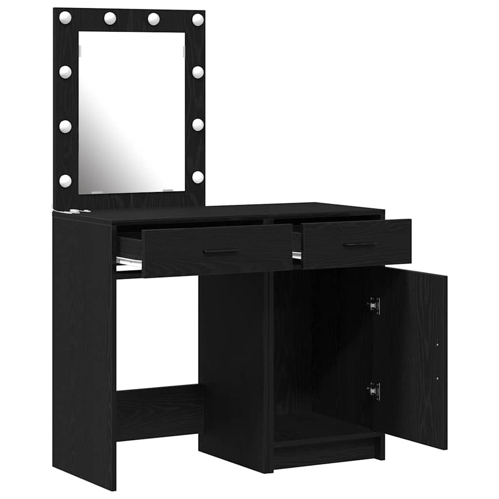 Dressing Table 2 pcs Black 50 x 41 x 135 cm Engineered Wood