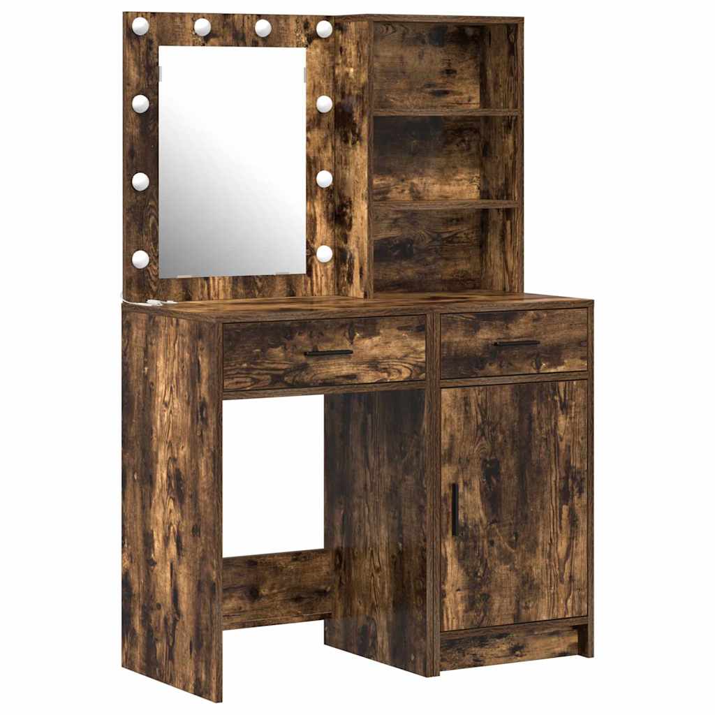 Dressing Table Set 2 pcs Smoked Oak Engineered Wood