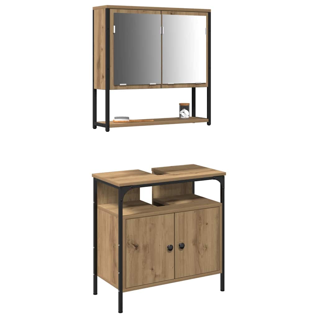 Bathroom Furniture Set 2 pcs Brown Engineered wood