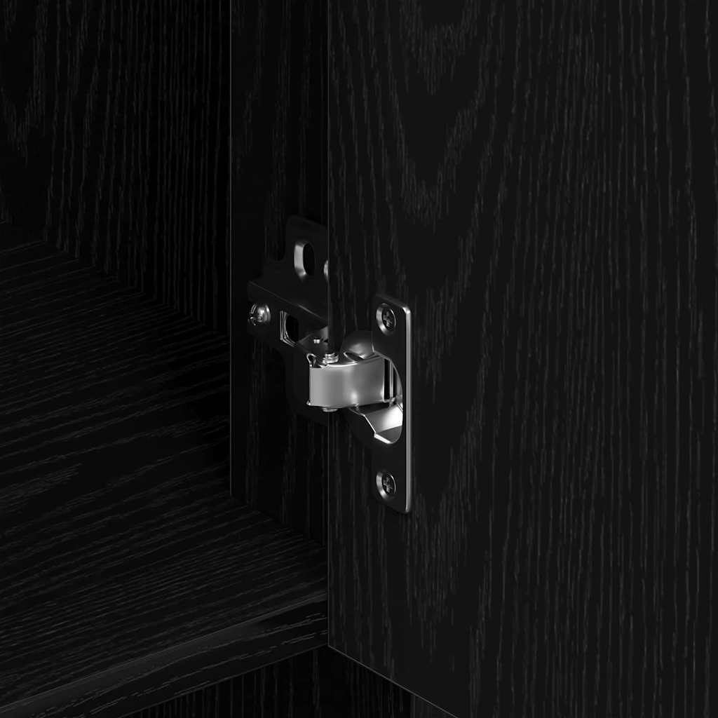 Highboard Black Oak 80 x 33 x 150 cm Engineered Wood
