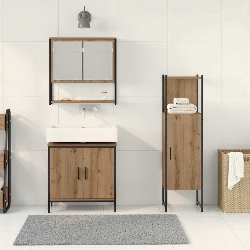 Bathroom Furniture Set 3 pcs Brown Engineered wood