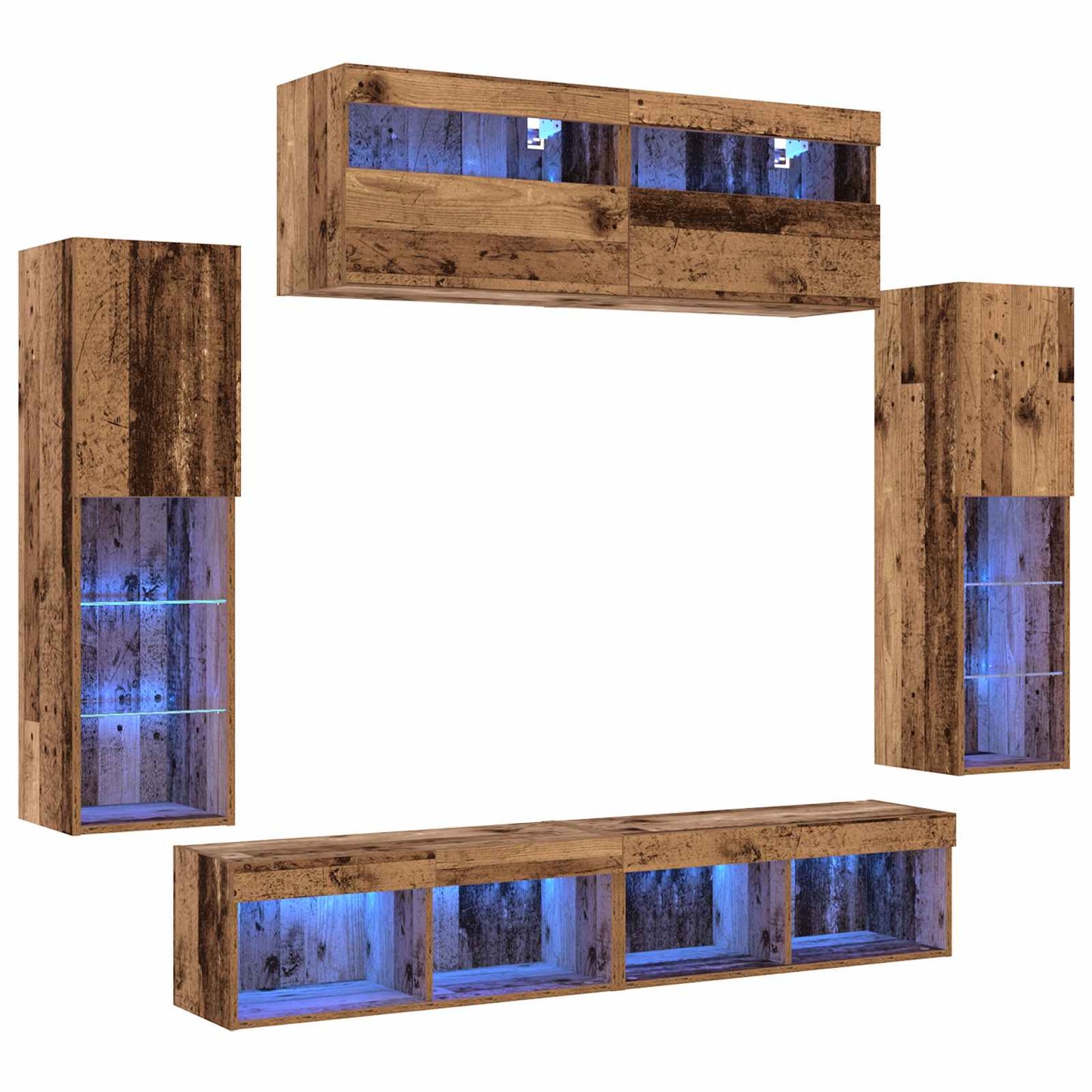 TV Cabinet Set 6 pcs Old wood Engineered wood