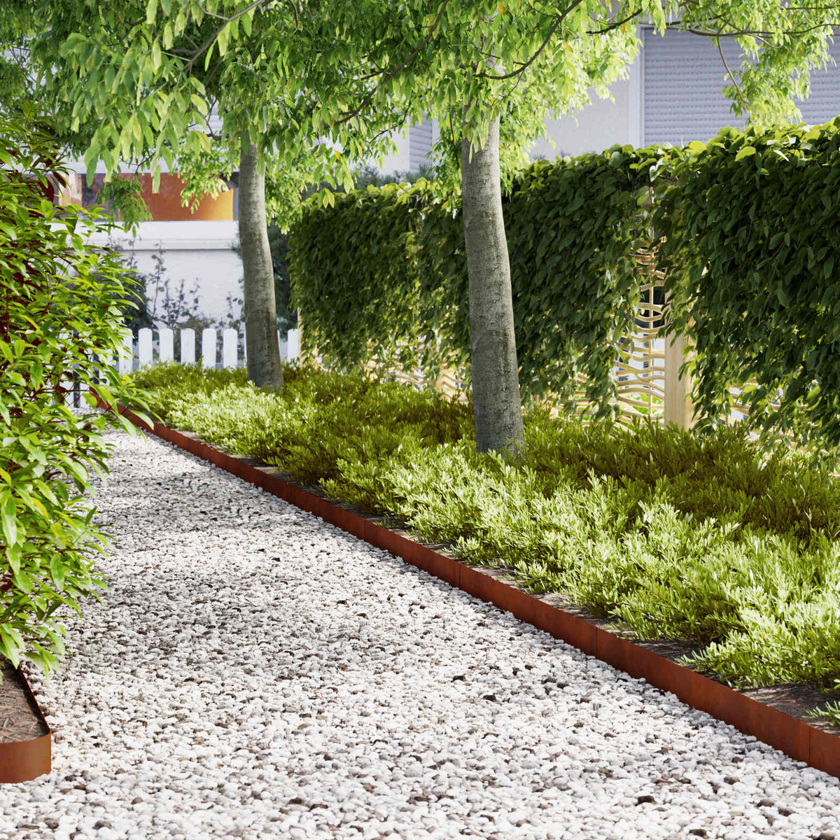 Lawn Edging 10 pcs 100 x 0.05 x 30 cm Weathering Steel Rusty