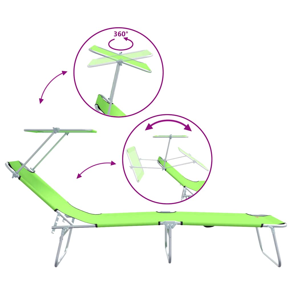 Sun Lounger 2 pcs Polyester Green