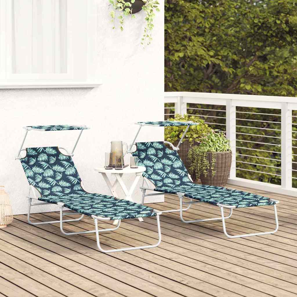 Sun Lounger 2 pcs Polyester Green