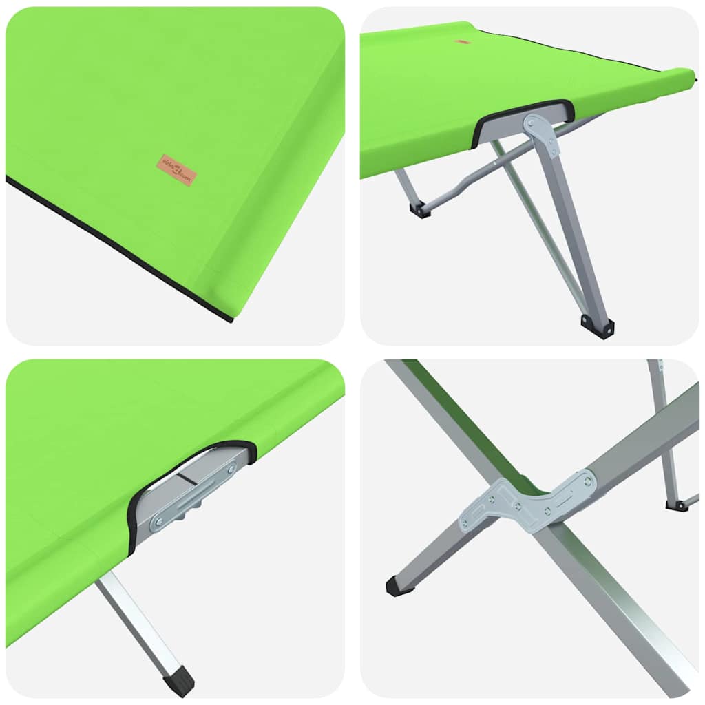 Folding Camping Bed Folding 2 pcs Green 194 x 62.5 x 42.5 cm