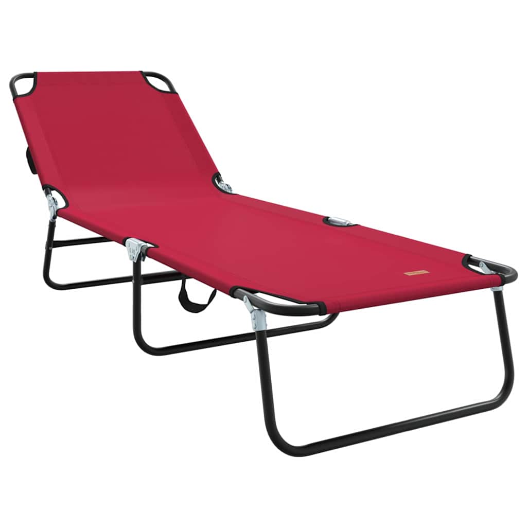 Folding Sun Lounger Folding Red 188 x 57 x 86.5 cm Polyester