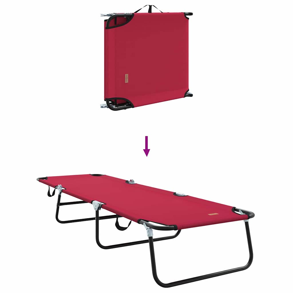 Folding Sun Lounger Folding Red 188 x 57 x 86.5 cm Polyester