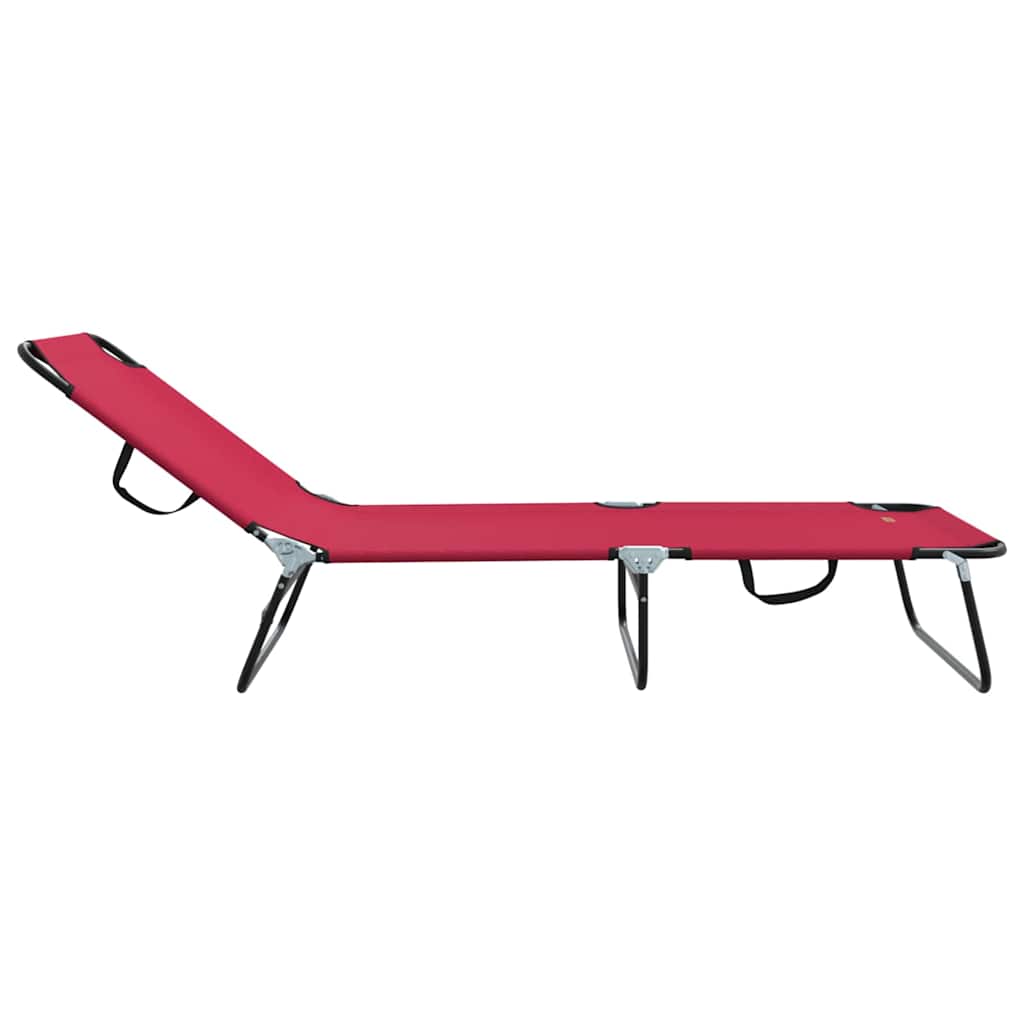 Folding Sun Lounger 2 pcs Polyester Red