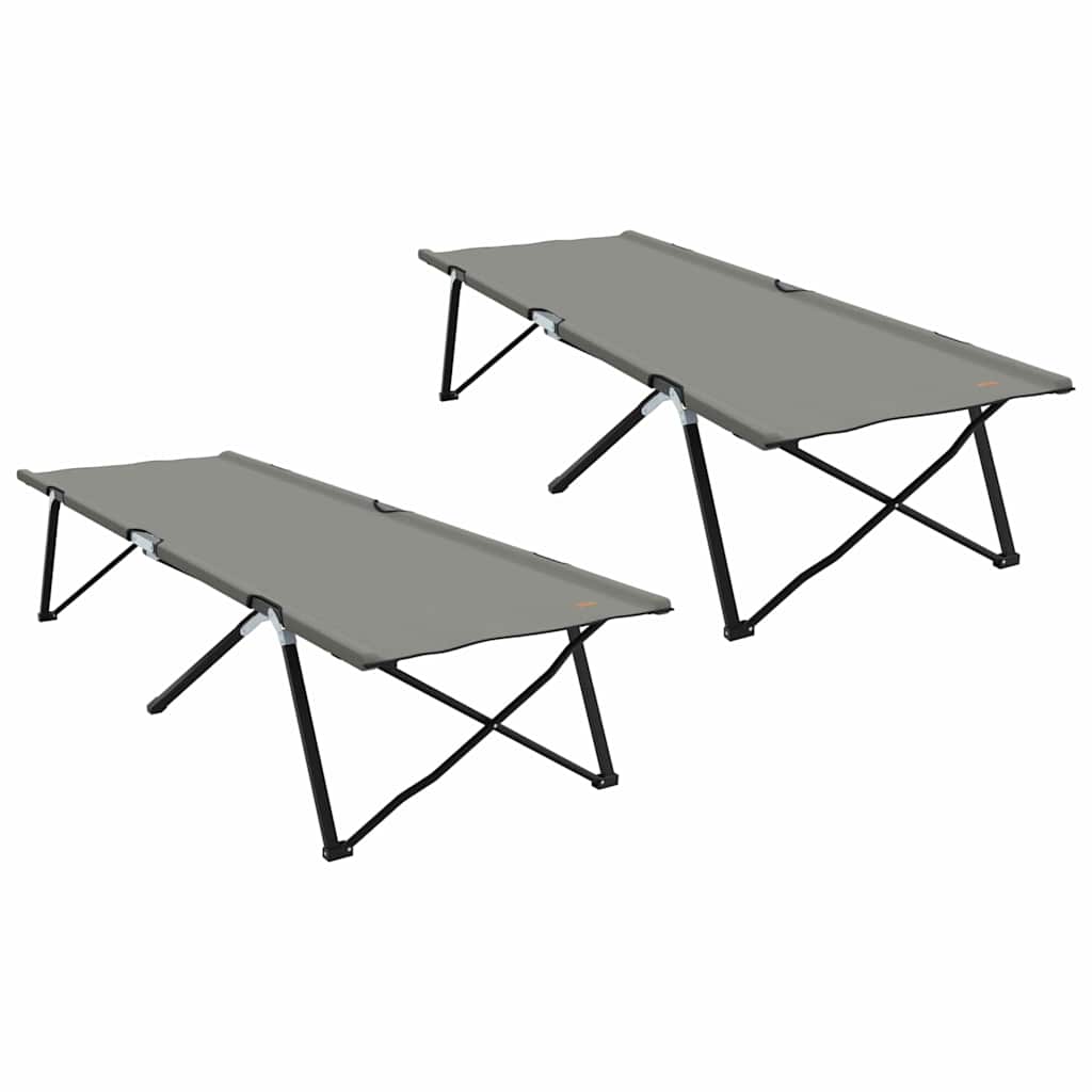 Folding Camping Bed Folding Manual 2 pcs Grey 206 x 76 x 74 cm