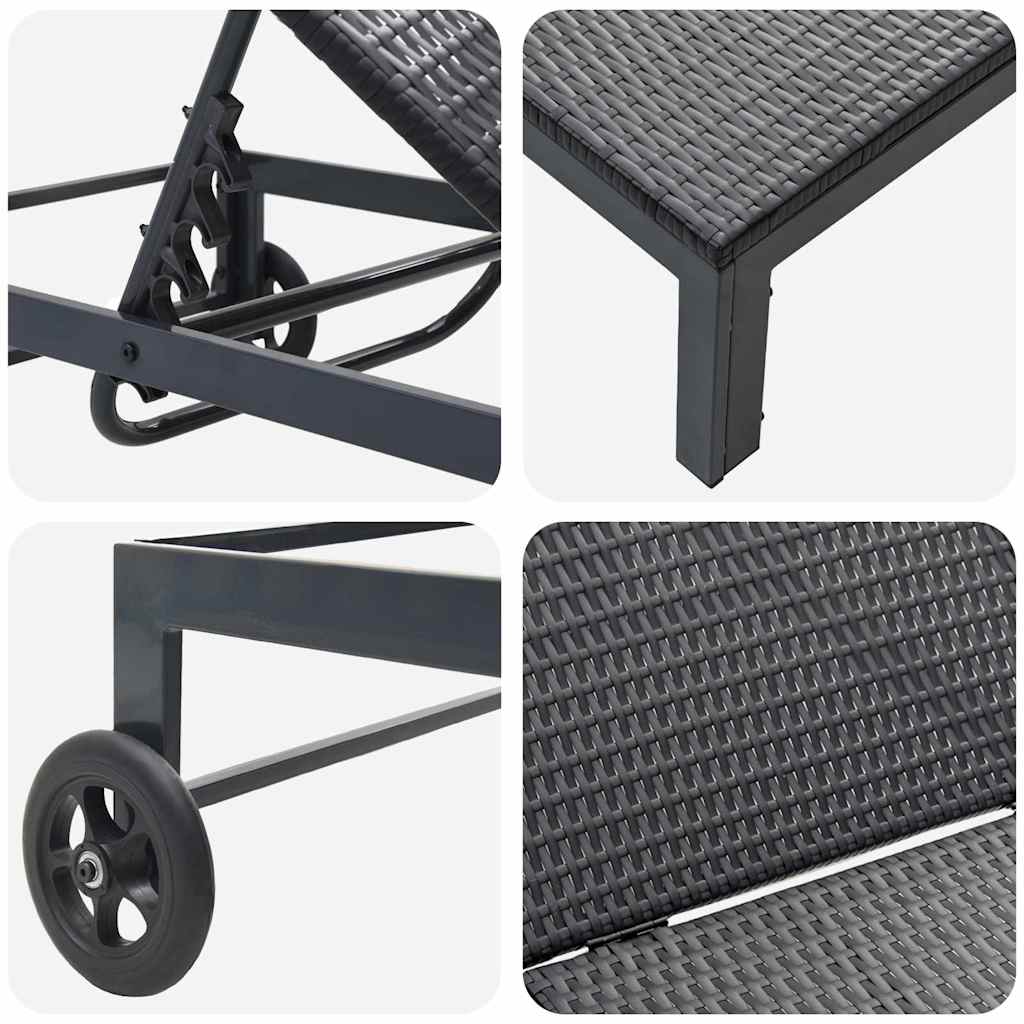 Sunbed Poly Rattan Black