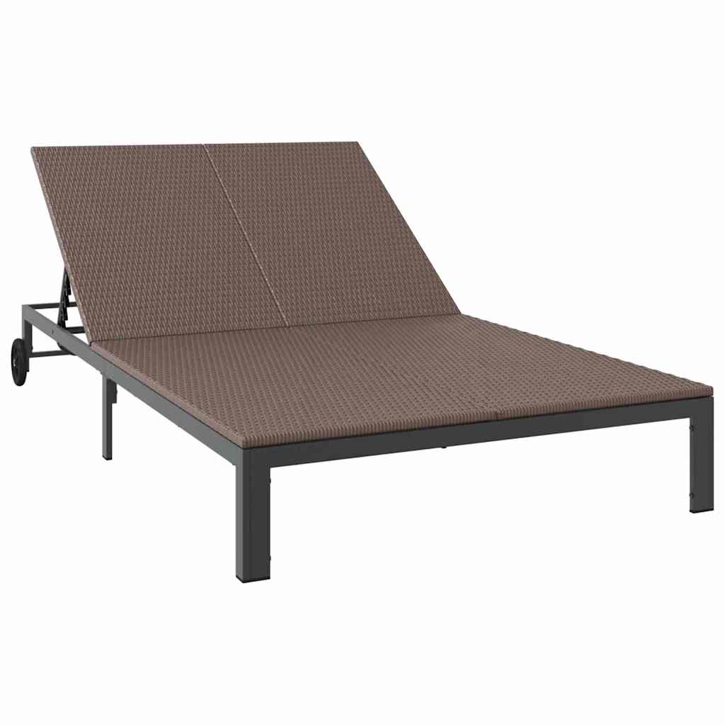 Sunbed Poly Rattan Brown