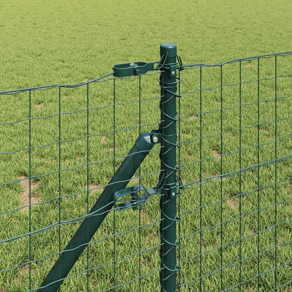 Embedded Fence Post 7 pcs Green Powder-Coated Steel
