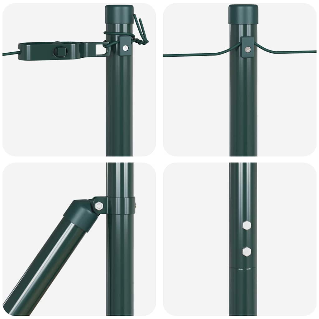 Embedded Fence Post 7 pcs Green Powder-Coated Steel