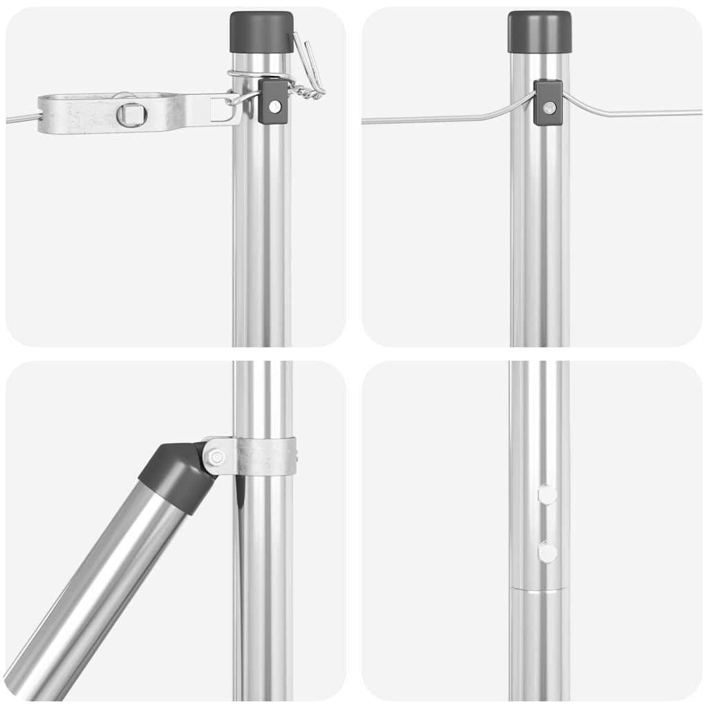 Embedded Fence Post 7 pcs Silver Powder-Coated Steel